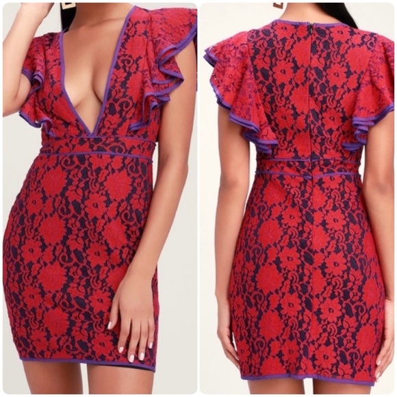 Lulus Over The Stars Lace Ruffle Mini Dress - Picture 1 of 7
